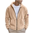 thumbnail image 1 of LpwkSSA Men's Reversible Hoodie Double Sided Velvet Fleece Cardigan Full Zip Jacket Thermal Lined Solid Color Hooded Sweatshirt with Chest Pocket Yellow M, 1 of 8