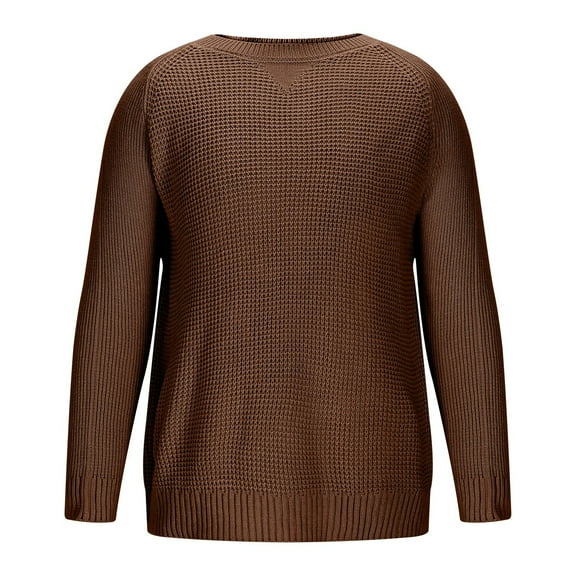 LpwkSSA Men's Round Neck Pullover Sweater Warm Knitted Long Sleeve Soft Thick Jacket Button Closure Excellent Warmth Retention Casual Fashionable Top for Business Work School Daily Wear Brown XXL