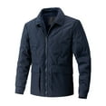 thumbnail image 1 of LpwkSSA Men's Short Padded Coats Vintage Fashion Turndown Collar Solid Color Thick Outwear with Pocket Zipper Outdoor Long Sleeved Jacket Blue L, 1 of 3