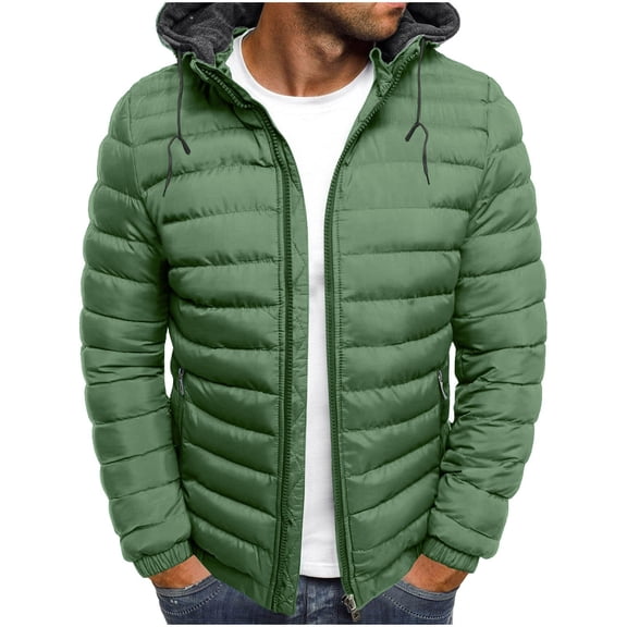 LpwkSSA Men's Ski Puffer Jacket Warm Winter Snow Coat Waterproof Mountain Windbreaker Outdoor Sports Style Hooded Padded Coat Green XS