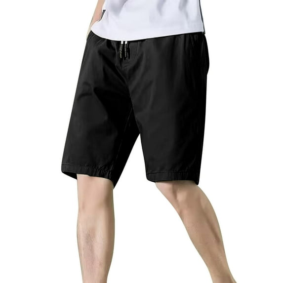 LpwkSSA Men's Solid Color Casual Daily Outdoor Breathable Shorts Black XL