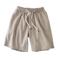 thumbnail image 1 of LpwkSSA Men's Solid Color Casual Elastic Waist Drawstring Pocket Shorts Yellow XXL, 1 of 6