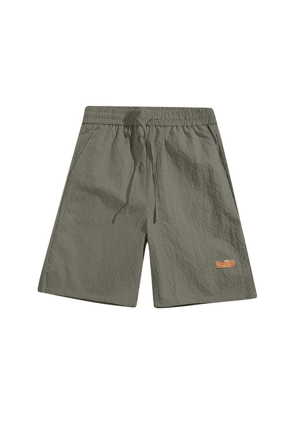 Men's Solid Color Casual Holiday Breathable Shorts Pockets Pants Green XXXL