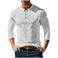thumbnail image 1 of LpwkSSA Men's Solid Color Long Sleeved Round Neck Button Corduroy Top T-shirt White XL, 1 of 9