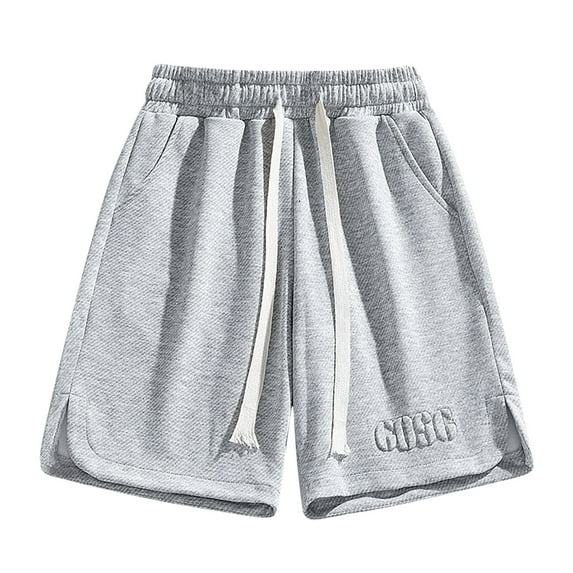 LpwkSSA Men's Solid Color Polyester Shorts Outdoor Casual Sports Five Quarter Pants Gray XXXL