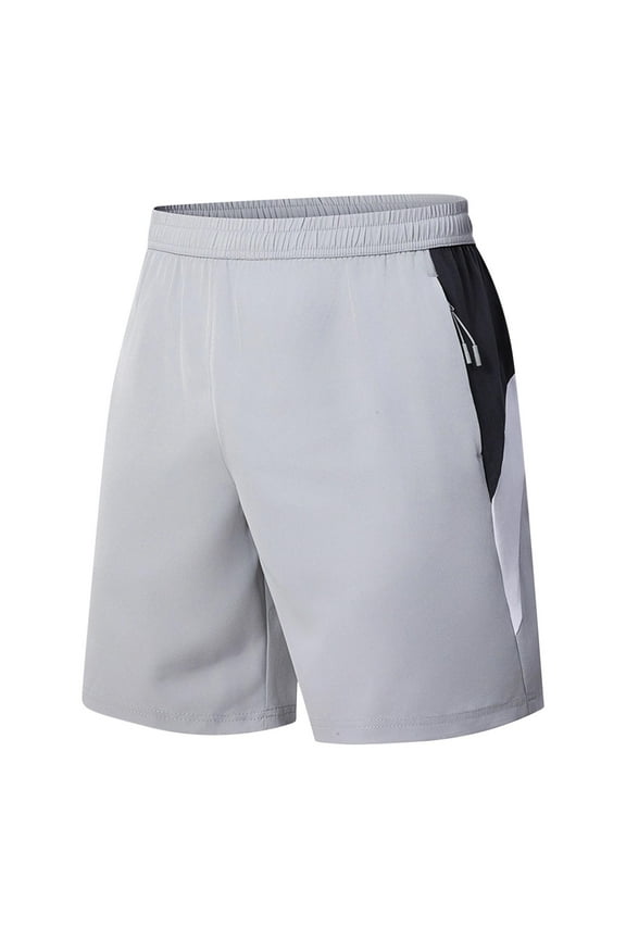 Men's Solid Color Polyester Shorts Outdoor Sports Versatile And Casual Five Quarter Pants Gray XL