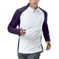 thumbnail image 1 of LpwkSSA Men's Solid Color Round Neck Zipper Long Sleeved Sports And Fitness T-shirt Purple L, 1 of 8