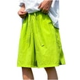 thumbnail image 1 of LpwkSSA Men's Solid Color Sports Breathable Holiday Beach Elastic Waist Drawstring Pockets Pants Green S, 1 of 8