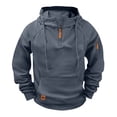 thumbnail image 1 of LpwkSSA Men's Solid Raglan Pullover Hoodie Half Zipper Multiple Pockets Soft Comfortable Fleece-Lined Warm Athletic Jacket Casual Outdoor Wear Blue XXXL, 1 of 4