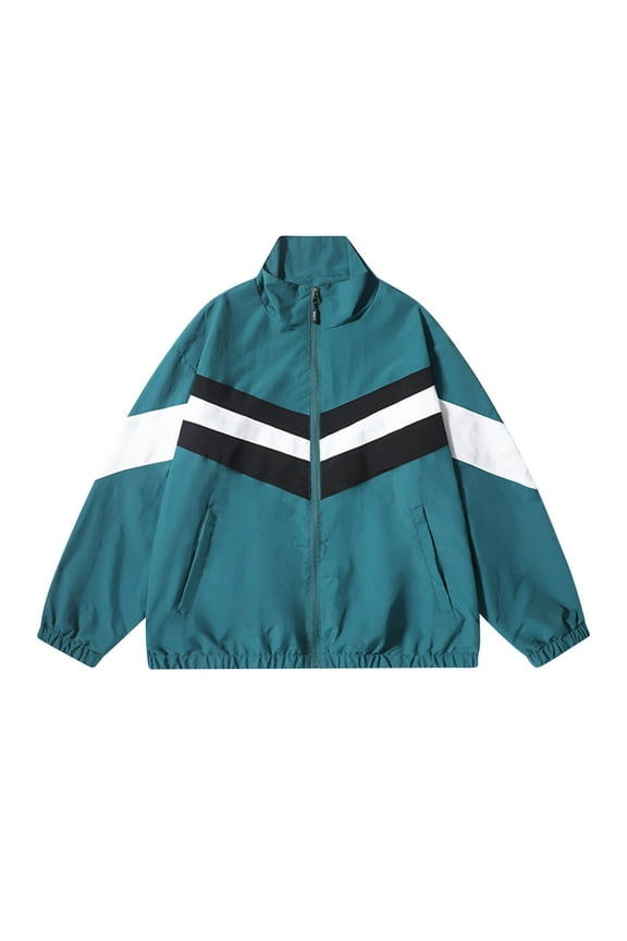 Men's Sport Running Jacket Solid Color Stand Collar Zipper Pocket Long Sleeve Lightweight Outdoor Climbing Athletic Coat Green XXL