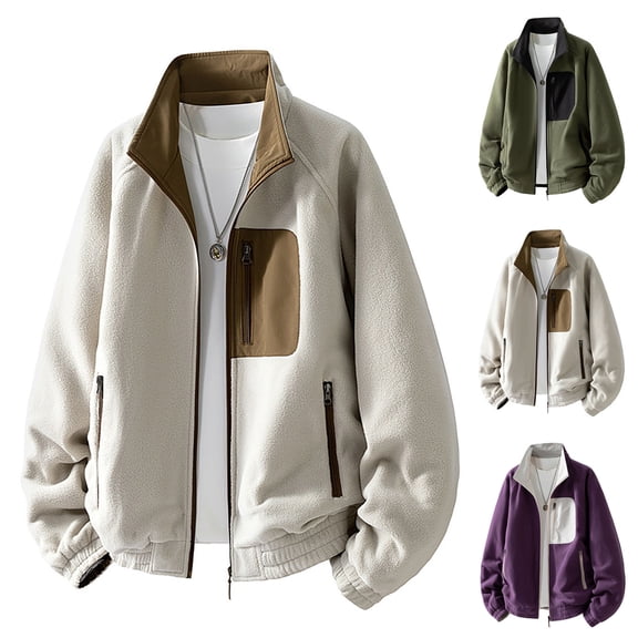 LpwkSSA Men's Sports Coat Casual Fashion Outdoors Zipper Pockets Solid Color Hooded Long Sleeve Turndown Collar Jacket Brown M