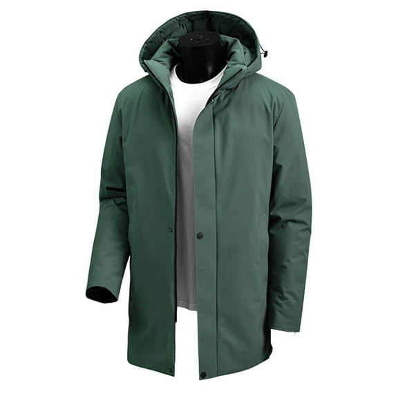 LpwkSSA Men's Sports Coat Casual Fashion Zip Up Jacket Solid Colo rDrawstring Hooded Long Sleeve with Pocket Outwear Fall Winter Cotton Jackets Green L