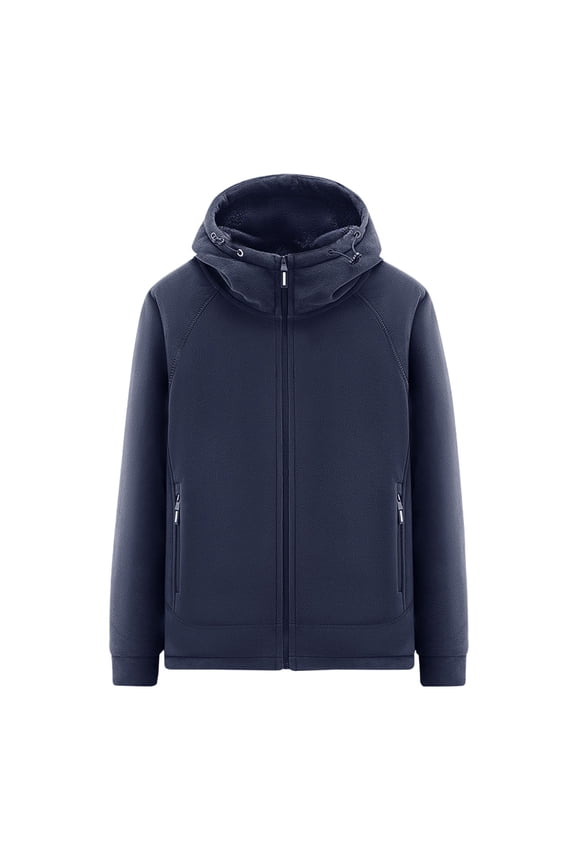 Men's Sports Coats Multi Pockets Casual Fashion Loose Mountaineering Tooling Outdoor Long Sleeve Hooded Casual Outwear Jackets Blue L
