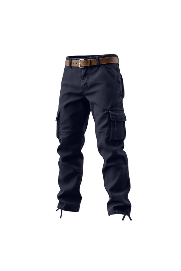 Men's Sports Pants Casual Loose Straight Leg Multi Pocket Work Trousers Lightweight Breathable Adjustable Waist Ideal for Outdoor Activities Fitness Running Blue 29