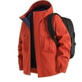 thumbnail image 1 of LpwkSSA Men's Sports Rain Jacket with Hood Waterproof Casual Fashion Solid Color Long Sleeved Zipper Pocket Thermal Oversized Hiking Climb Coat Red XXXL, 1 of 3