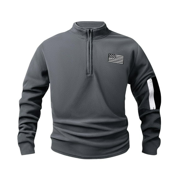LpwkSSA Men's Stand Up Collar Hoodie Fleece Pullover Warm Loose Fit Velvet Knit Sweater Zippered Design Long Sleeve Sportswear Casual Wear for Winter Outdoor Activities Gray S