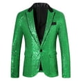 thumbnail image 1 of LpwkSSA Men's Stylish Sequin Blazer Casual Button Down Jacket Lapel Loose Fit Fashion Print Coat Business Casual Attire Outdoor Wear Green L, 1 of 3