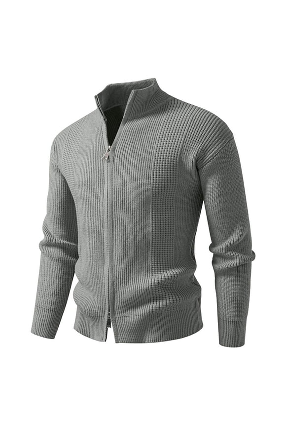 Men's Sweater Jacket Casual Fashion Stand Collar Zipper Elasticity Sweater Base Layer Knit Long Sleeve Sweater Green XL