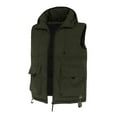 thumbnail image 1 of LpwkSSA Men's Thermal Coat Fleece lined Thick Stand Up Collar Hooded Vest Windproof Plus Size Sleeveless Cotton Jacket Green XXL, 1 of 4