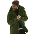 thumbnail image 1 of LpwkSSA Men's Thermal Fleece Trench Coat Casual Fashion Solid Color Plus Fleece Stand Up Collar Cardigan Long Sleeved Coat Green XXL, 1 of 9