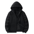 thumbnail image 1 of LpwkSSA Men's Thermal Hooded Jacket Full Zip Cardigan Style Heavy Fleece Lined Thick Winter Hoodie Windproof Solid Color Outdoor Coat Black M, 1 of 9