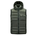 thumbnail image 1 of LpwkSSA Men's Trendy Puffer Vest with Removable Hood Button Zipper Stand Collar Sleeveless Quilted Jackets Fall Winter Padded Warm Coat with Pockets Green XXXXXL, 1 of 8