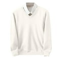 thumbnail image 1 of LpwkSSA Men's V-neck Solid Color Slim Sweater Casual Long Sleeve Fashion Knitted Pullover for Outdoor Daily Wear Comfortable Stylish Winter Apparel White XXL, 1 of 5