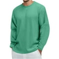 thumbnail image 1 of LpwkSSA Men's Vintage Casual Solid Color Round Neck Fashion Long Sleeve T-shirt Green M, 1 of 6
