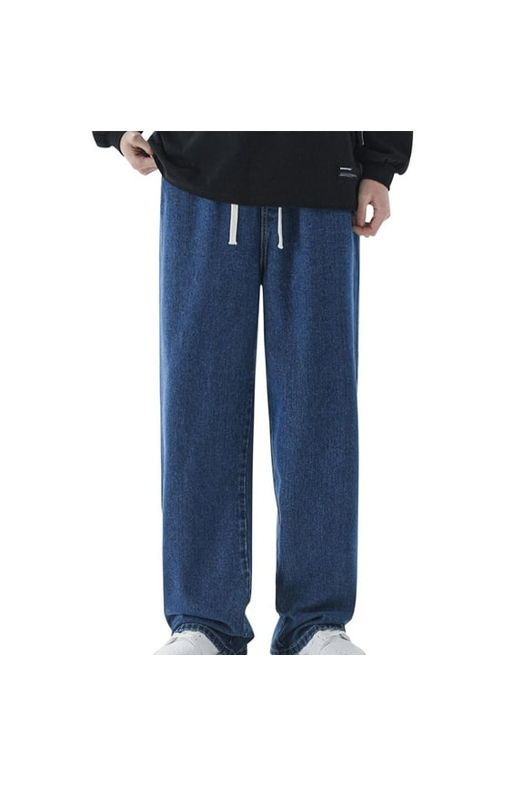 Men's Vintage Straight Pocket Pants Casual Comfortable Elastic Waist Fashion Trendy Gradient Pattern for All Seasons Outdoor Daily Wear Blue S