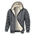 thumbnail image 1 of LpwkSSA Men's Warm Down Coat Casual Fashionable Solid Color Pattern Long Sleeved Hooded Button Pocket Jackets Workwear Soft Outwear Gray XXL, 1 of 3