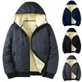 thumbnail image 1 of LpwkSSA Men's Warm Down Coat Casual Fashionable Solid Color Pattern Zipper Jacket Long Sleeve Hooded Casual Outwear Coat Black L, 1 of 9