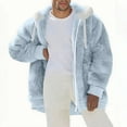 thumbnail image 1 of LpwkSSA Men's Warm Jacket Stand Collar Thermal Cotton Long Sleeve Fleece Zip with Hood Pockets Casual Sweaters Winter Solid Fall Coats Blue XXXL, 1 of 6
