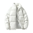 thumbnail image 1 of LpwkSSA Men’s Warm Winter Down Puffer Jacket with Zipper Pockets Elastic Cuffs Full Zip Up Long Sleeve Solid Running Warm Winter Coat Outwear Outdoor Menswear White XXXL, 1 of 5