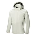 thumbnail image 1 of LpwkSSA Men's Waterproof Jackets Solid Color Long Sleeved Workwear with Multiple Pockets and Removable Hood Windproof Lightweight Coat for Outdoor Hiking Camping White XXXL, 1 of 6