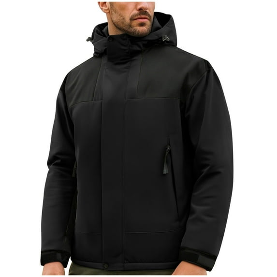 LpwkSSA Men's Waterproof Ski Hard Shell Jacket Warm Winter Snow Coat Casual Fashion Mountain Windbreaker Hooded Raincoat Black XXL