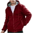 thumbnail image 1 of LpwkSSA Men's Winter Casual Solid Color Hooded Coats Long Sleeve Light Weight Zipper Pocket Jacket Comfort Outwear Red XL, 1 of 7