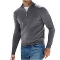 thumbnail image 1 of LpwkSSA Men's Winter Fashion Wool Sweater Quarter Zip Stand Up Collar Lightweight Mock Neck Solid Color Long-Sleeve Knitted Pullovers Gray M, 1 of 2