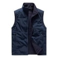 thumbnail image 1 of LpwkSSA Men's Winter Fleece Lined Vest With Pockets Men's Casual Fashion Warm Zipper Berber Fleece Practical Outdoor Outerwear Jackets Blue M, 1 of 9