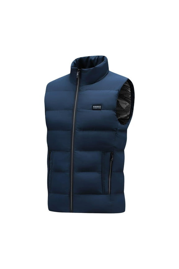 Men's Winter Heated Vest 23 Heating Zones 4 Level Gear Temperature Control Sleeveless Down Jacket Hoodless Casual Fashion Thermal Outerwear Coat Blue XL
