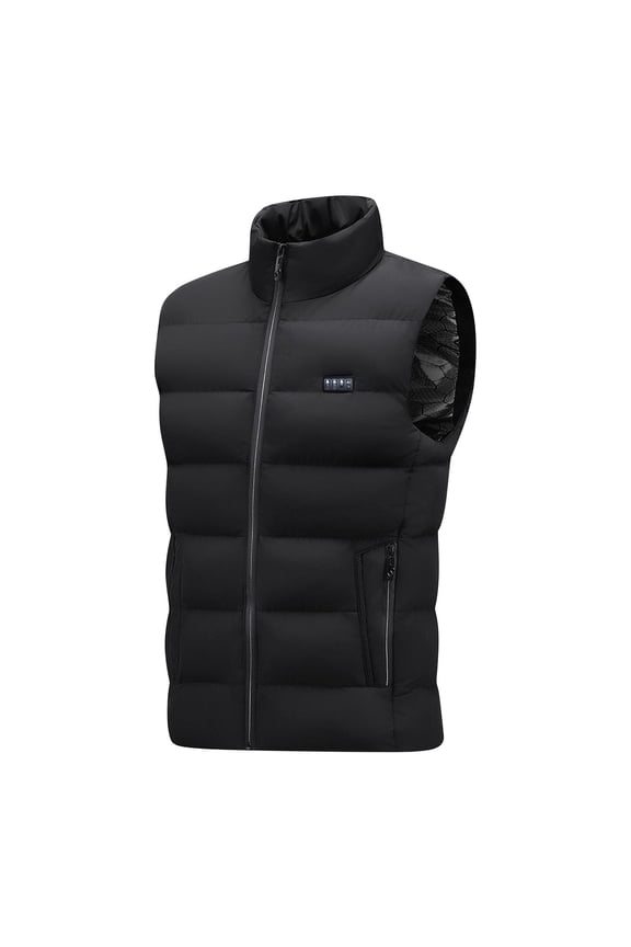 Men's Winter Heated Vest 23 Heating Zones 4 Level Gear Temperature Control Sleeveless Down Jacket Hoodless Casual Fashion Thermal Outerwear Coat Black XXXXL