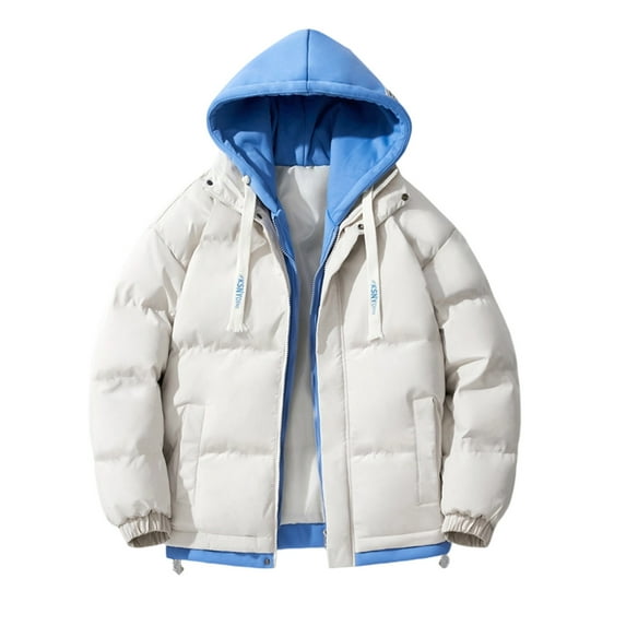 LpwkSSA Men's Winter Puffer Jacket Warm Casual Fashion Faddish Puffer Coat Solid Long Sleeves Zipper Hooded Outwear Outdoor Sports Coat Jacket Yellow L