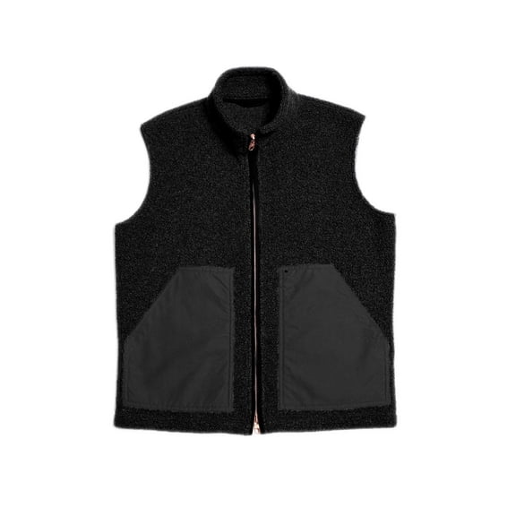 LpwkSSA Men's Winter Sherpa Fleece Lined Vest Sleeveless Full Zipper Stand Collar Warm Vest Thick Lamb Wool Jacket Outdoor Solid Color Travel Vest with Pockets Black M