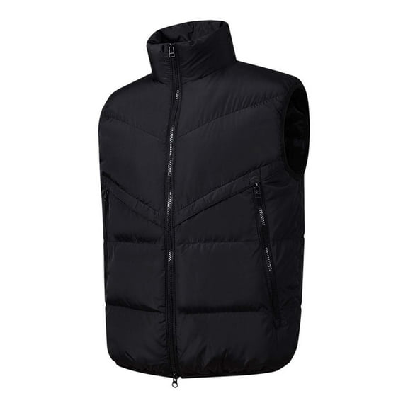 LpwkSSA Men's Winter Thermal Vest Thick Cotton Outdoor Windproof Vest Color Blocked Sleeveless Cotton Jacket Black S