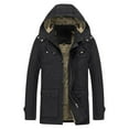 thumbnail image 1 of LpwkSSA Men's Winter Trench Coat Windproof Slim Fit Button Thicken Solid Color Long Sleeve Business Overcoat with Removable Hood Black L, 1 of 3