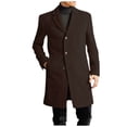 thumbnail image 1 of LpwkSSA Men's Winter Warm Trench Coats Winter Casual Fashion Solid Collor Turndown Collar Breasted Windbreaker Coat Rain Jacket Brown XL, 1 of 8
