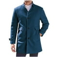 thumbnail image 1 of LpwkSSA Men's Wool Blend Pea Coat Windproof Long Sleeve Stand Collar Overcoat Business Stylish Winter Warm Coats Blue L, 1 of 5