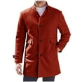 thumbnail image 1 of LpwkSSA Men's Wool Blend Pea Coat Windproof Long Sleeve Stand Collar Overcoat Business Stylish Winter Warm Coats Orange M, 1 of 5