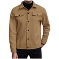 thumbnail image 1 of LpwkSSA Men's Wool Blend Thermal Jacket Solid Color Turndown Collar Button Front Long Sleeve Casual Autumn Winter Outwear Coat Yellow M, 1 of 9