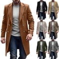 thumbnail image 1 of LpwkSSA Men's Wool Blend Trench Coat Solid Long Double Breasted Pea Coat Casual Mid Length Blazer Jackets with Pockets Fall Winter Notch Lapel Overcoat Gray M, 1 of 5