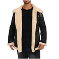 thumbnail image 1 of LpwkSSA Men's Wool Coats Solid Color Outerwear Winter Casual Patchwork Turndown Collar Zipper Long Sleeve Windproof Fleece Coat Black M, 1 of 6